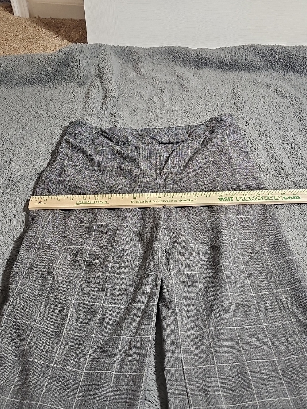 Ann Taylor 98% Wool Gray Plaid Glen Check Wide Leg Tailored Trousers Pants 10 - Picture 6 of 11